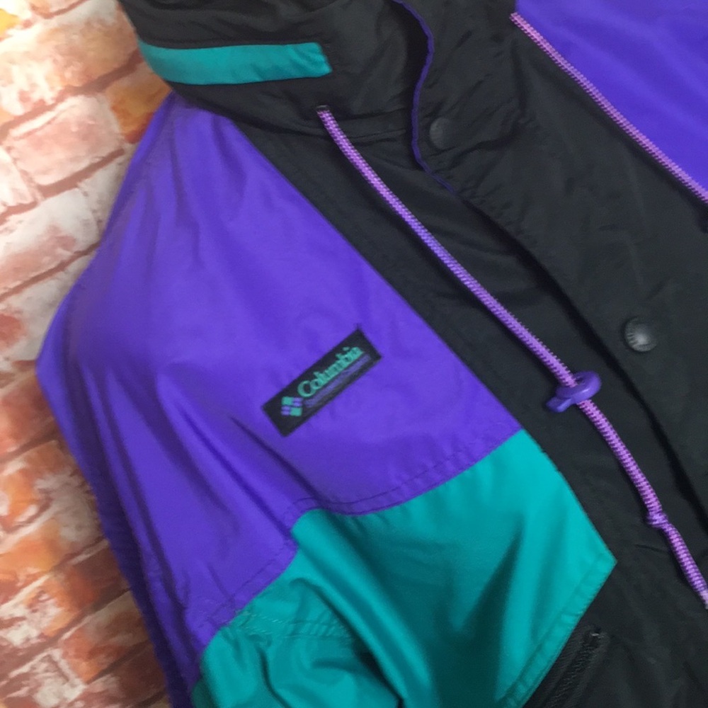 Vintage 90s Columbia Radial Sleeve Color block Half Zip Windbreaker Jacket - Picture 2 of 10
